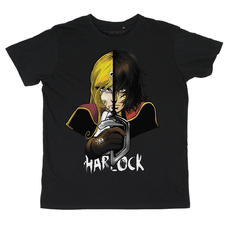Black Harlock T-shirt Captain Harlock Fan-Art