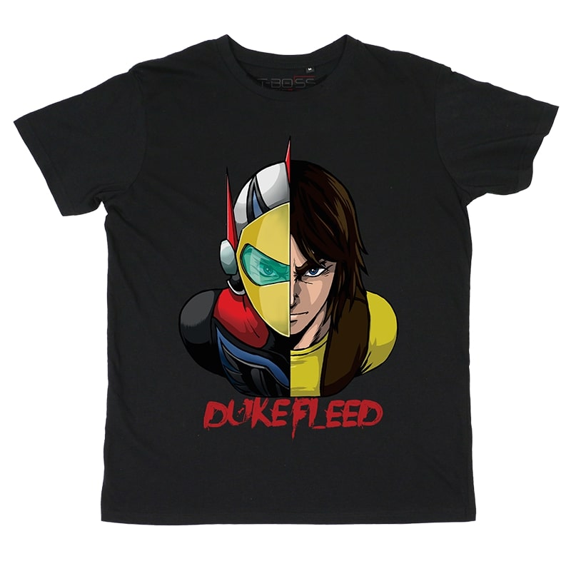 Black T-shirt Duke Fleed Ufo Robot Grendizer Fan-Art