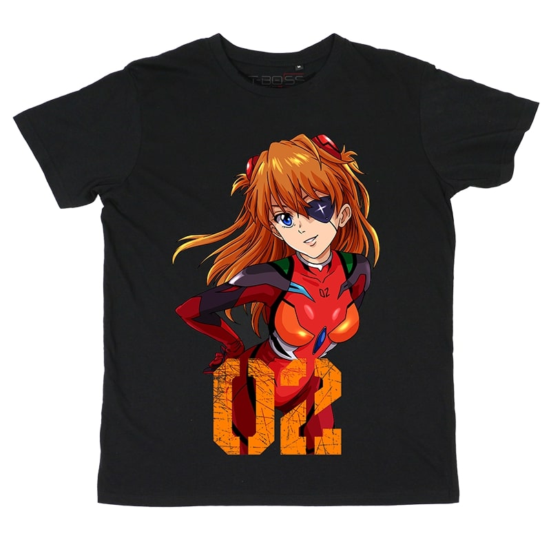 Black Asuka Neon Genesis Evangelion Fan-Art T-shirt