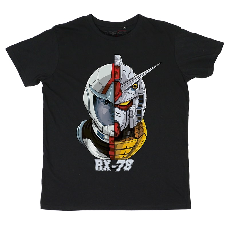 Amuro Gundam Fan-Art Black T-shirt