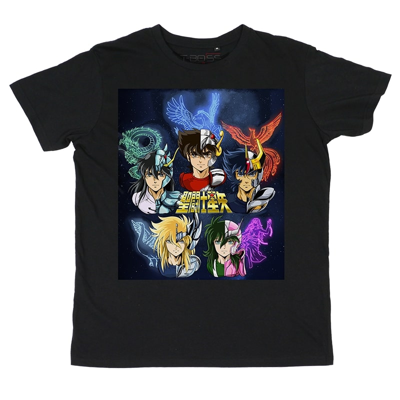Black T-shirt Bronze Knights Knights of the Zodiac Fan-Art