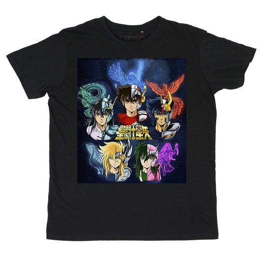 T-shirt Nera Cavalieri di bronzo Cavalieri dello zodiaco Fan-Art