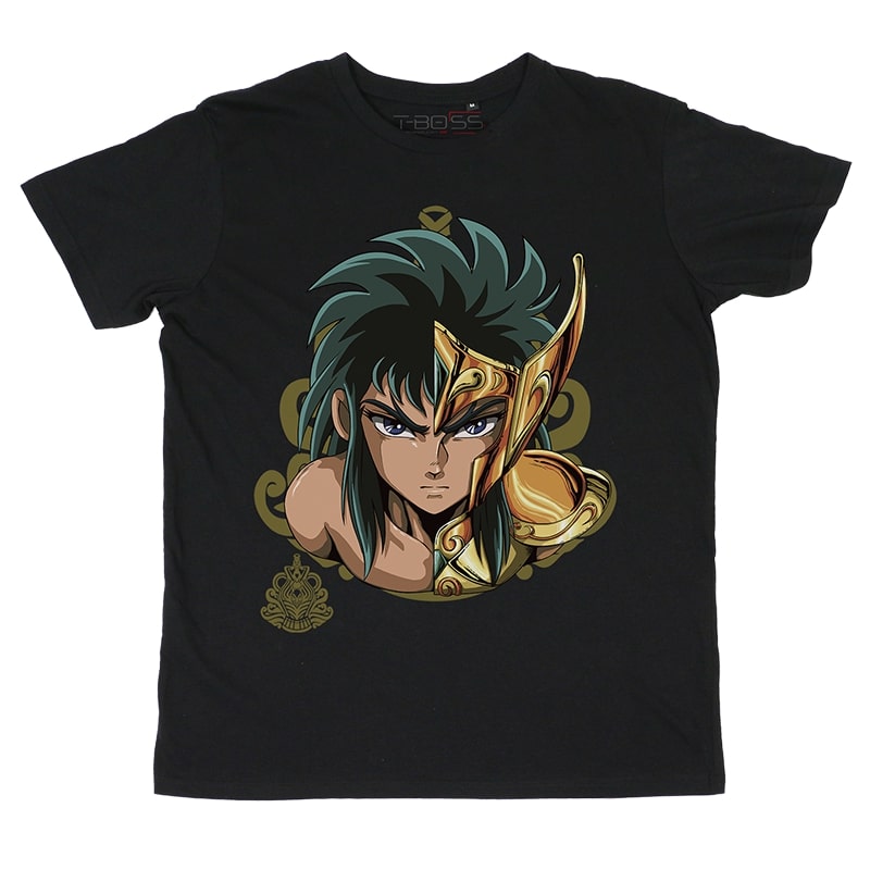 Black T-shirt Aquarius Knights of the Zodiac Fan-Art