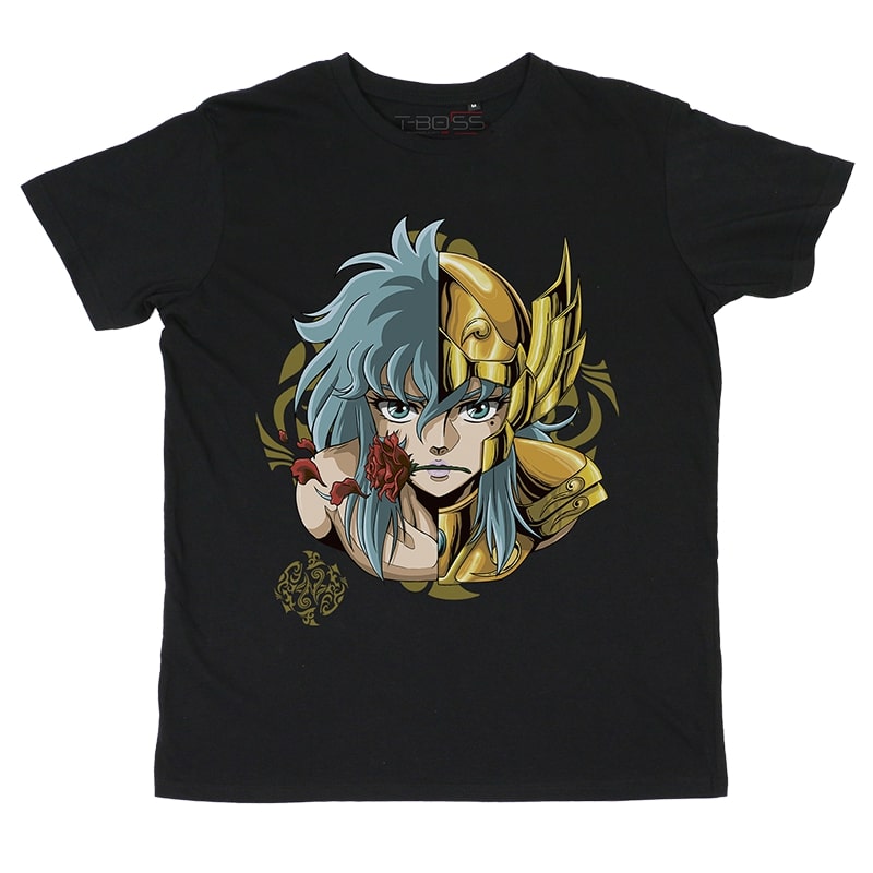 Black T-shirt Pisces Knights of the Zodiac Fan-Art