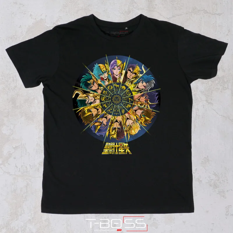 Black T-shirt Gold Saints Saint Seiya Fan-Art