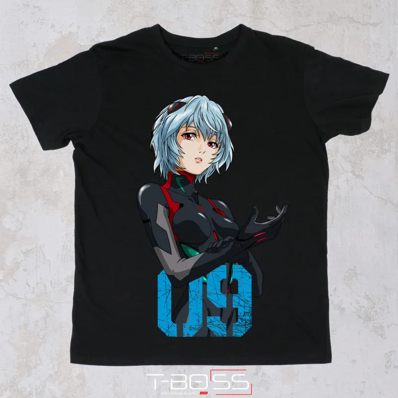 Black T-shirt Rei Neon Genesis Evangelion Fan-Art