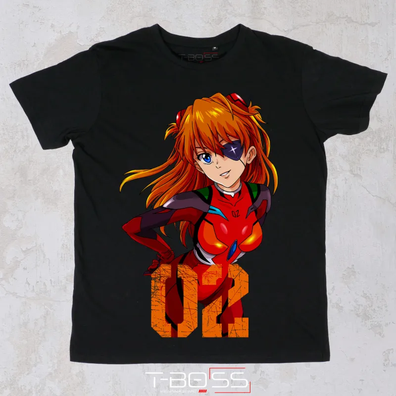 Black T-shirt Asuka Neon Genesis Evangelion Fan-Art