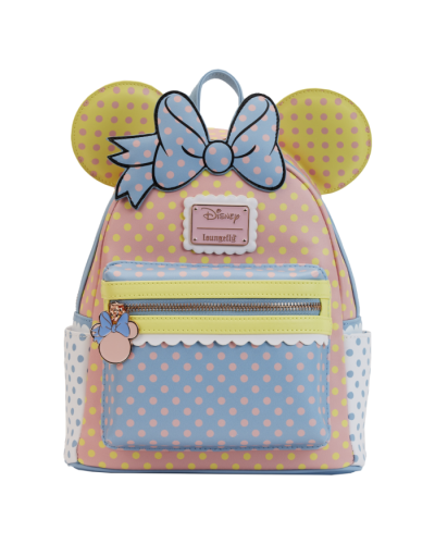 LoungeFly Mini Backpack Disney Minnie Pastel Color Block Dots