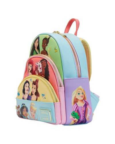 Loungefly Mini Backpack Triple Pocket DISNEY - Princess "Collage"