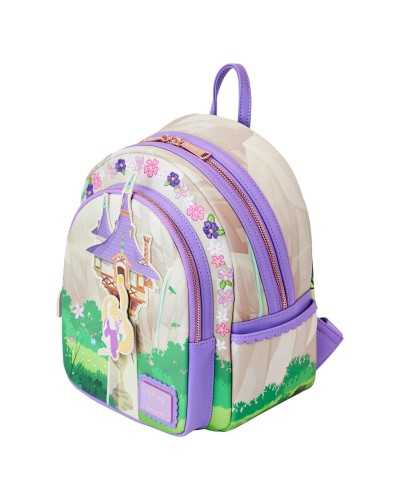 LoungeFly Mini Backpack Rapunzel swinging from tower