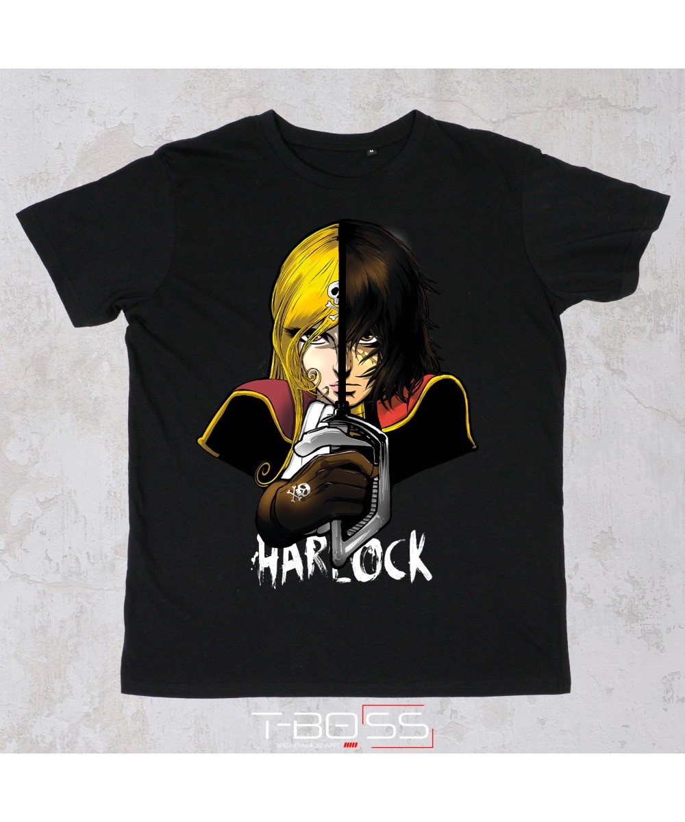 Black T-shirt Harlock Capitan Harlock Fan-Art