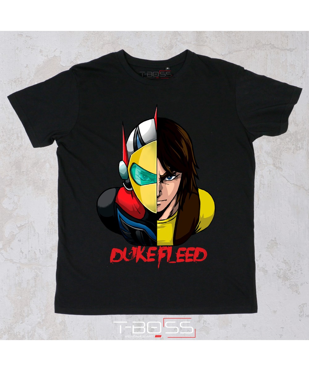 Black T-shirt Duke Fleed Ufo Robot Goldrake Fan-Art